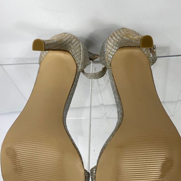 Michael Samantha Heeled Strappy Metallic Open Toe‎ Sandals Silver /Gold 9 - Picture 12 of 12